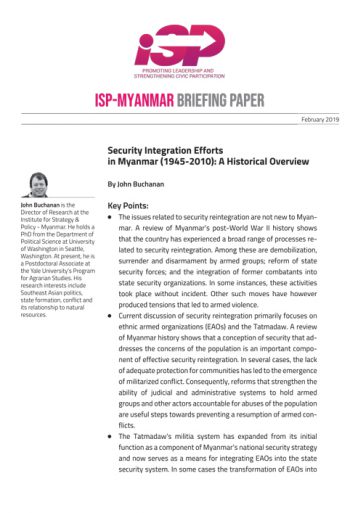 Security integration efforts in Myanmar (1945-2010): A historical overview
